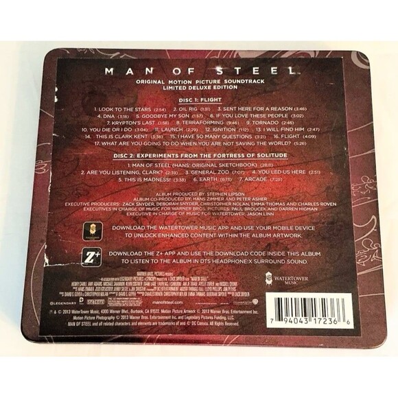 MAN OF STEEL LIMITED DELUXE EDITION Original Soundtrack 2 CDs Red Steel Case - Picture 2 of 4